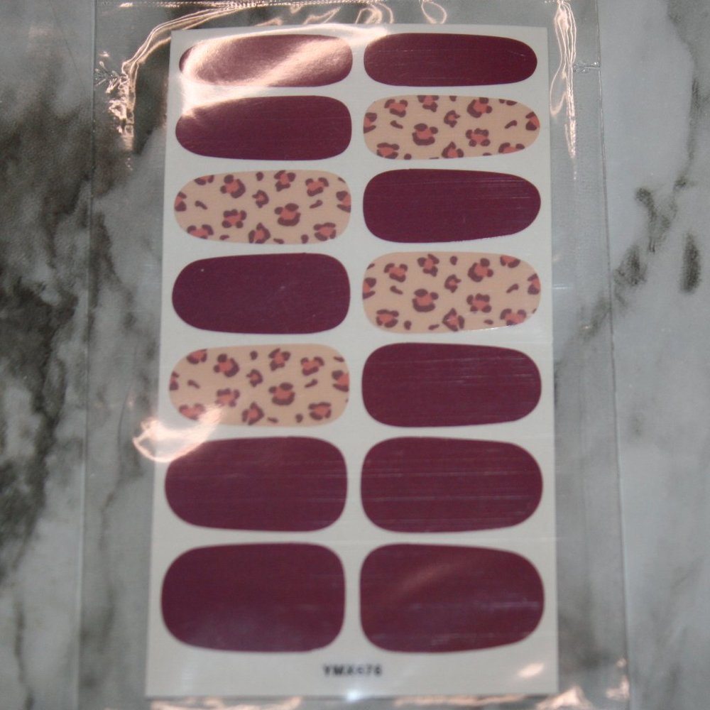 3 for 15 - Nail Wraps Animal Print Strips Mixed Design YMX676 Pink Wine